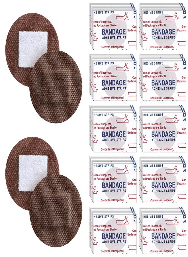 Funtery 200 Pcs Spot Adhesive Bandages 1.2 Inch Flexible Round Fabric Non Latex Small Face Circular Adhesive Bandage for Skin Tone Wound Spots Small Incisions(Dark Brown) - Image 1